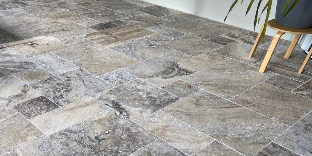 Silver travertine